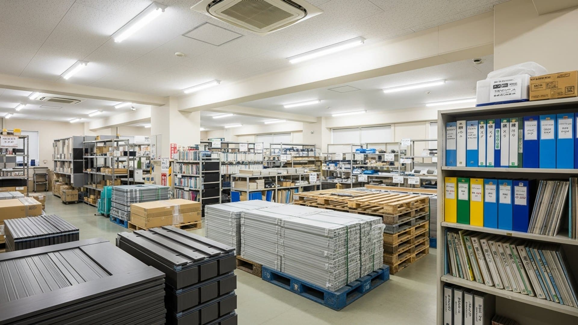 整理された建材や設備のイメージ