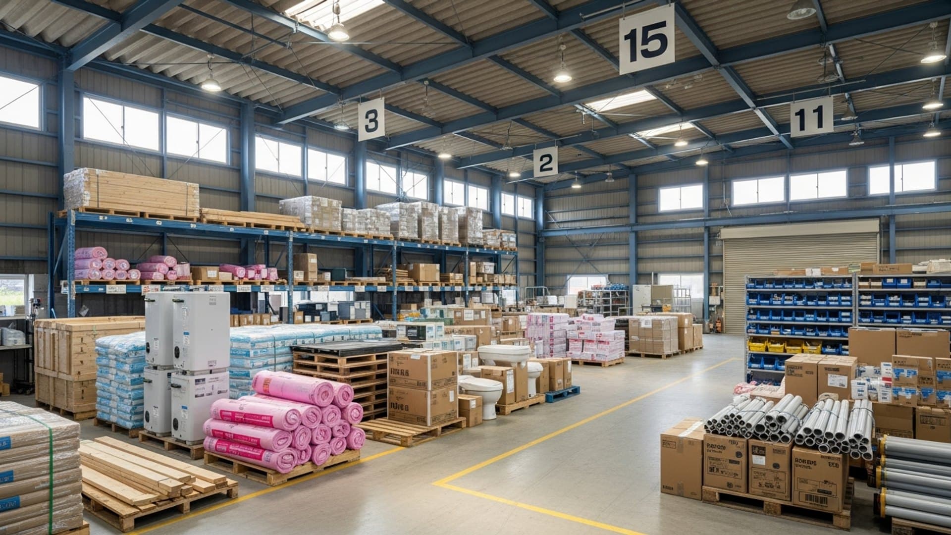 整理された建材や設備のイメージ