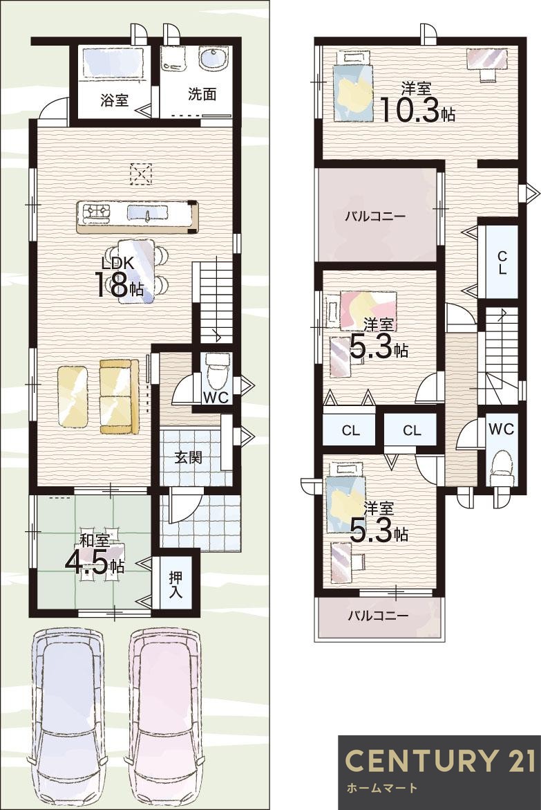 新築戸建 一戸建て右京３（高の原駅） 3750万円・3790万円の詳細情報 奈良県奈良市右京３ 写真14 センチュリー21ホームマート