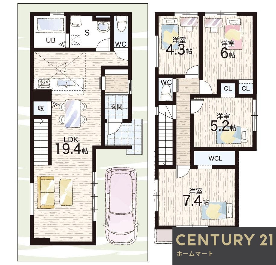 新築戸建 NEW一戸建て上笠３（草津駅） 3298万円～3698万円の詳細情報 滋賀県草津市上笠３ 写真15 センチュリー21ホームマート